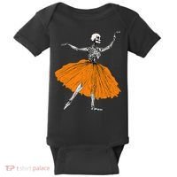 Skeleton Ballerina Dance Tutu Spooky Ballet Dancer Halloween Baby Bodysuit thumb 0