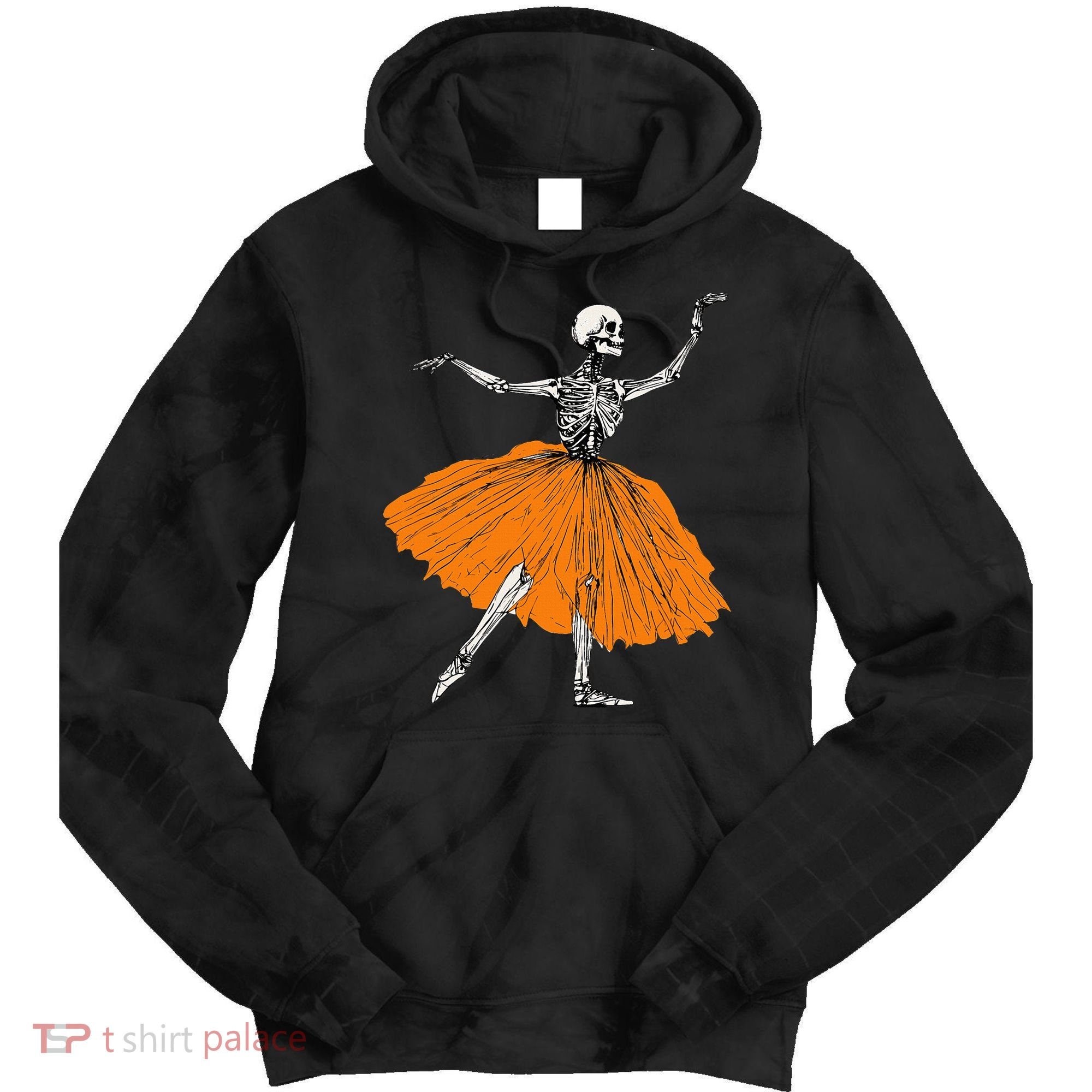 Skeleton Ballerina Dance Tutu Spooky Ballet Dancer Halloween Tie Dye Hoodie