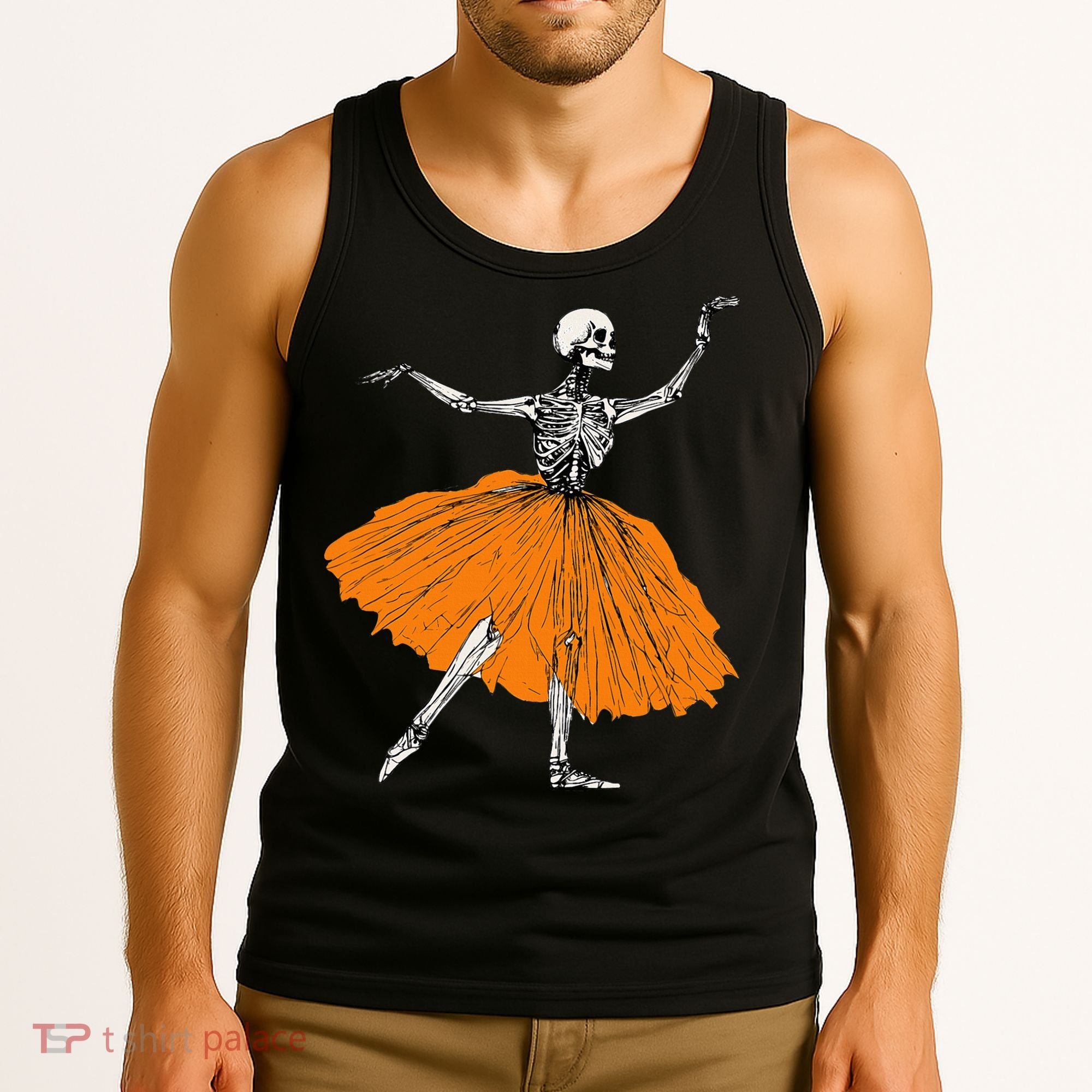 Skeleton Ballerina Dance Tutu Spooky Ballet Dancer Halloween Tank Top