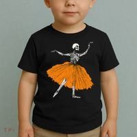 Skeleton Ballerina Dance Tutu Spooky Ballet Dancer Halloween Toddler T-Shirt thumb 2