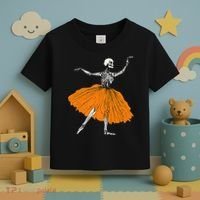 Skeleton Ballerina Dance Tutu Spooky Ballet Dancer Halloween Toddler T-Shirt thumb 3