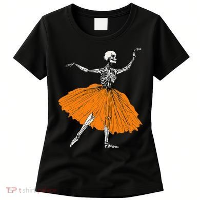 Skeleton Ballerina Dance Tutu Spooky Ballet Dancer Halloween Women's T-Shirt