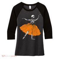 Skeleton Ballerina Dance Tutu Spooky Ballet Dancer Halloween Women's Tri-Blend 3/4-Sleeve Raglan Shirt thumb 0