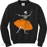 Skeleton Ballerina Dance Tutu Spooky Ballet Dancer Halloween Kids Sweatshirt thumb 0