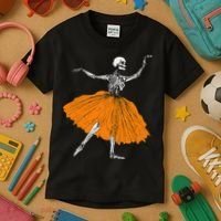 Skeleton Ballerina Dance Tutu Spooky Ballet Dancer Halloween Kids T-Shirt thumb 3