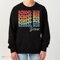 School Bus Driver Groovy Retro Funny Back To School Women's Sweatshirt thumb 0