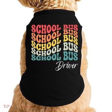 School Bus Driver Groovy Retro Funny Back To School Doggie Tank