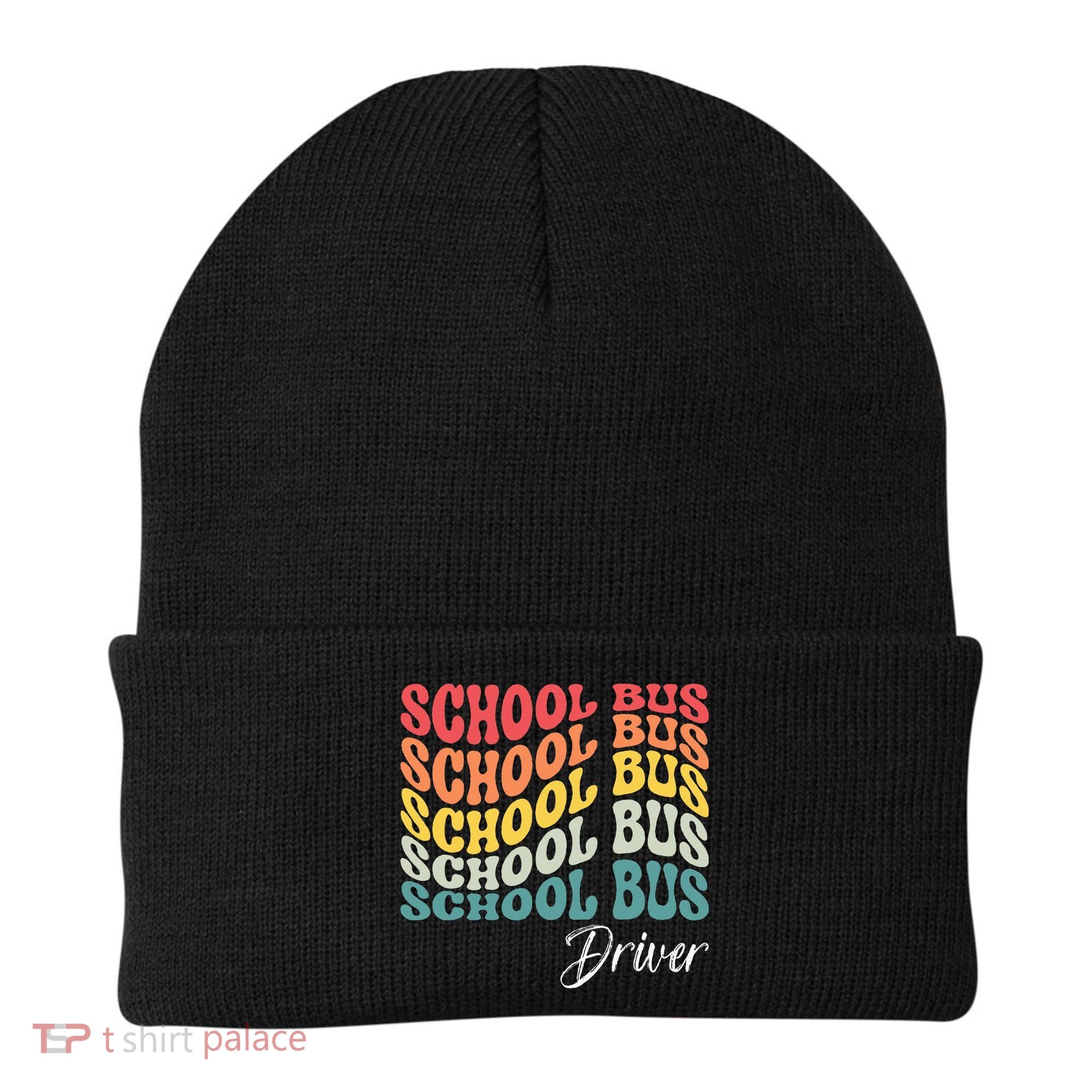 School Bus Driver Groovy Retro Funny Back To School Beanie
