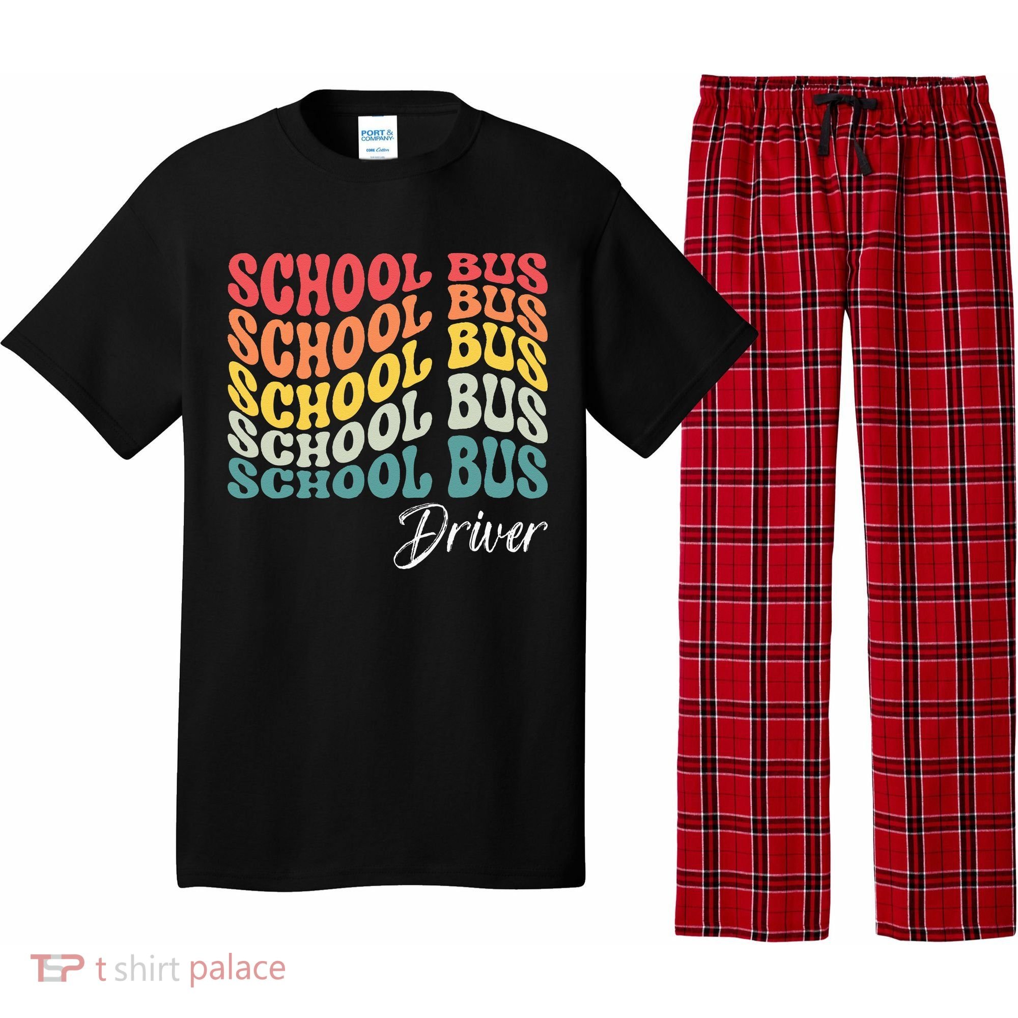 School Bus Driver Groovy Retro Funny Back To School Pajama Set