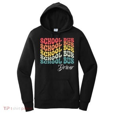 School Bus Driver Groovy Retro Funny Back To School Women's Hoodie