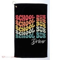 School Bus Driver Groovy Retro Funny Back To School Golf Towel thumb 0