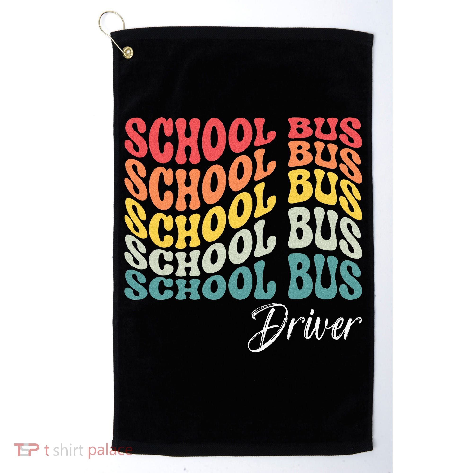 School Bus Driver Groovy Retro Funny Back To School Golf Towel