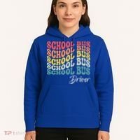 School Bus Driver Groovy Retro Funny Back To School Hoodie thumb 5