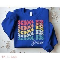 School Bus Driver Groovy Retro Funny Back To School Sweatshirt thumb 2