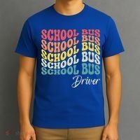 School Bus Driver Groovy Retro Funny Back To School T-Shirt thumb 3
