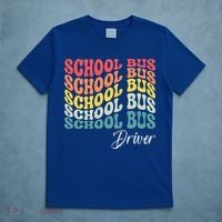 School Bus Driver Groovy Retro Funny Back To School T-Shirt thumb 5
