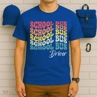 School Bus Driver Groovy Retro Funny Back To School T-Shirt thumb 6