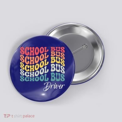 School Bus Driver Groovy Retro Funny Back To School Button