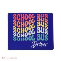 School Bus Driver Groovy Retro Funny Back To School Mousepad thumb 0