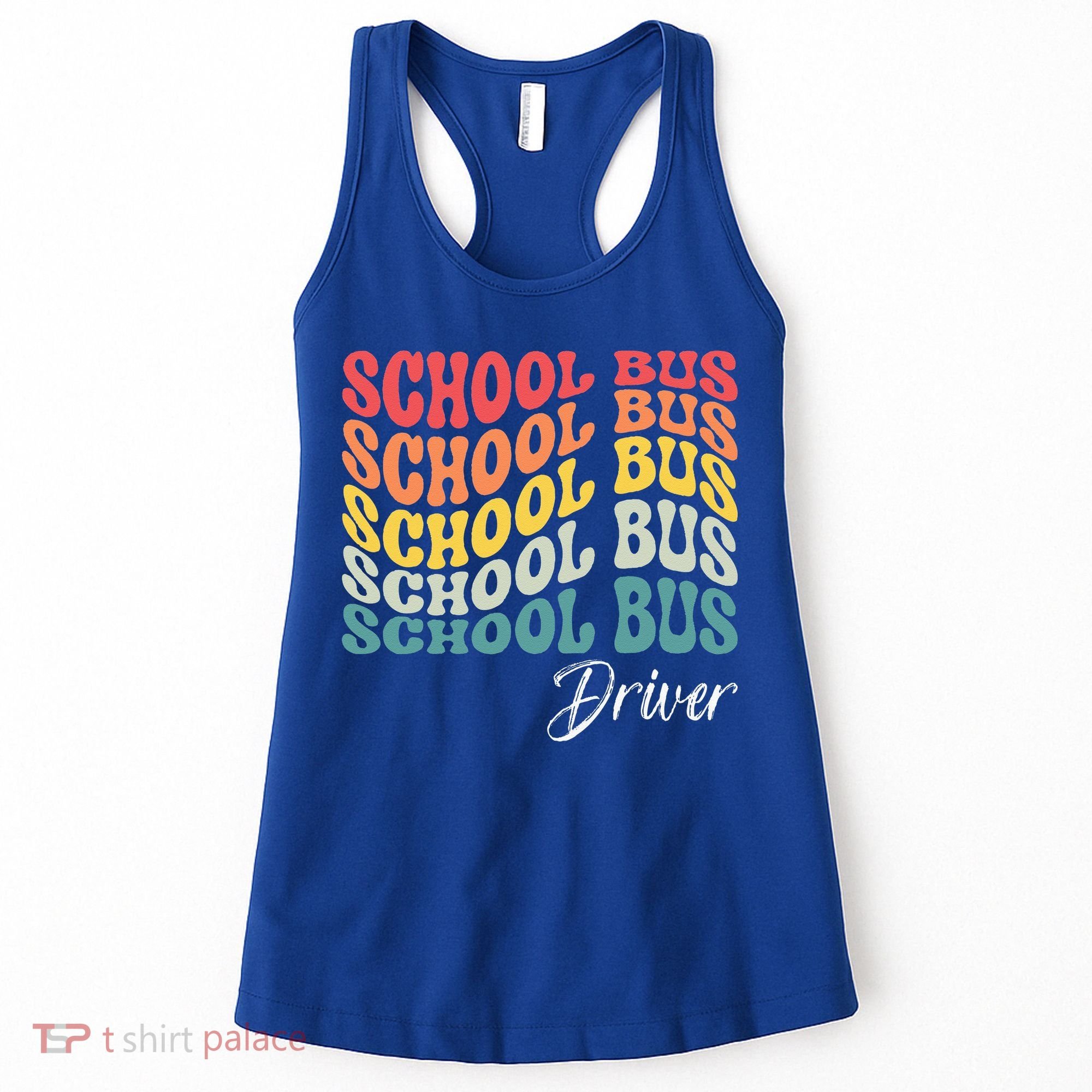 School Bus Driver Groovy Retro Funny Back To School Women's Tank Top