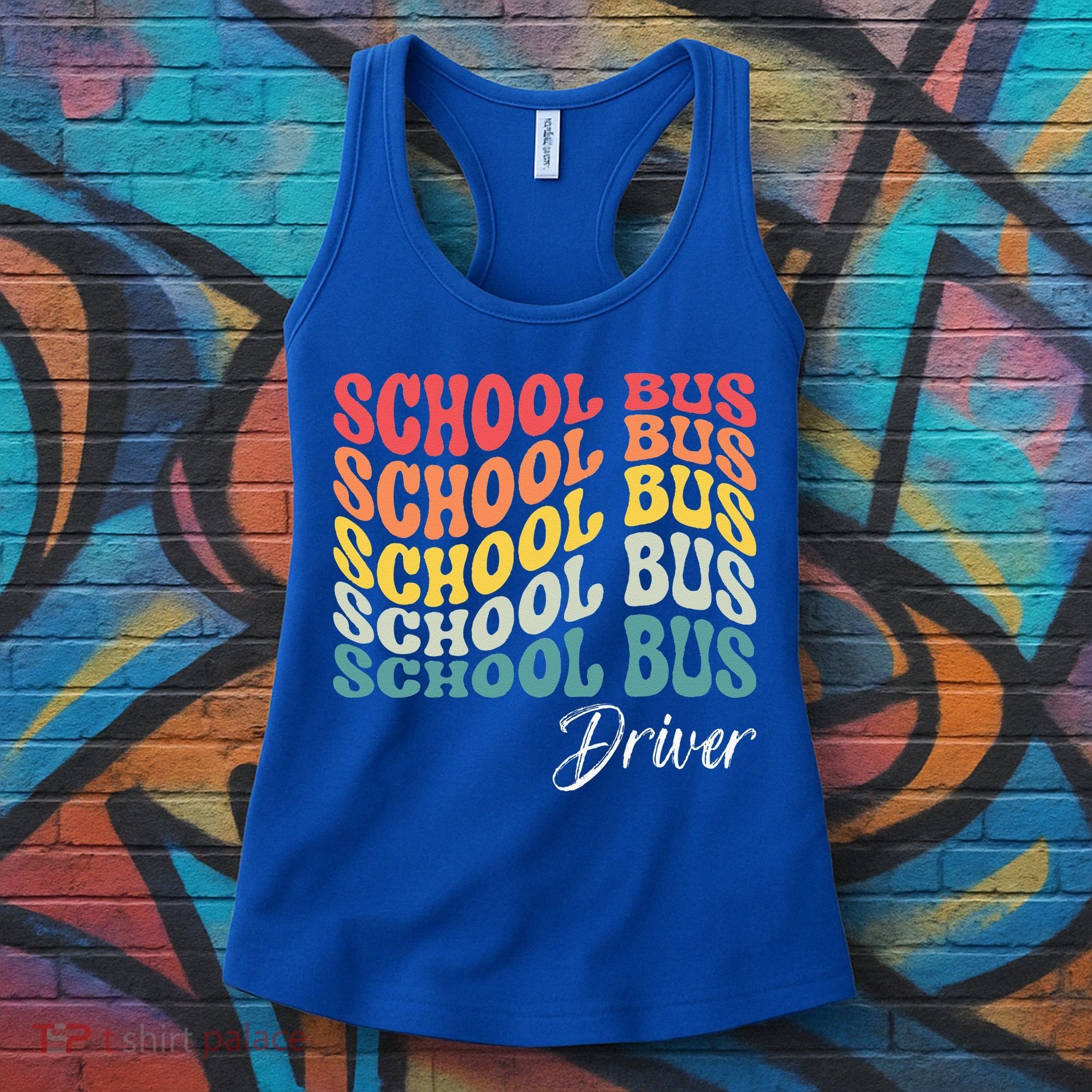 School Bus Driver Groovy Retro Funny Back To School Women's Tank Top