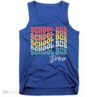 School Bus Driver Groovy Retro Funny Back To School Tank Top thumb 0