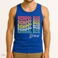 School Bus Driver Groovy Retro Funny Back To School Tank Top thumb 3