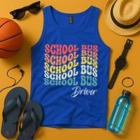 School Bus Driver Groovy Retro Funny Back To School Tank Top thumb 4