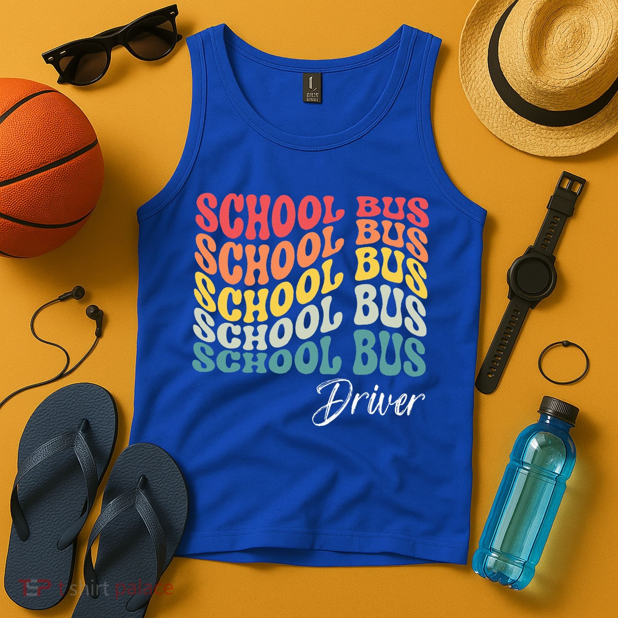 School Bus Driver Groovy Retro Funny Back To School Tank Top