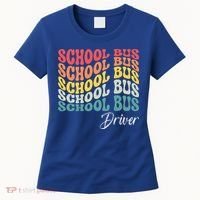 School Bus Driver Groovy Retro Funny Back To School Women's T-Shirt thumb 0