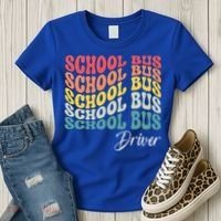 School Bus Driver Groovy Retro Funny Back To School Women's T-Shirt thumb 3