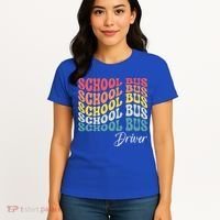 School Bus Driver Groovy Retro Funny Back To School Women's T-Shirt thumb 4