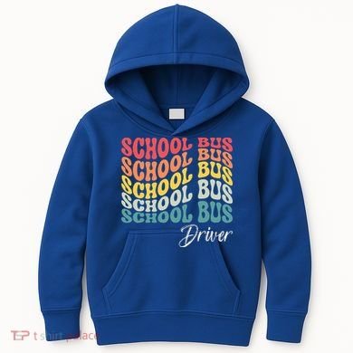 School Bus Driver Groovy Retro Funny Back To School Kids Hoodie