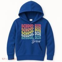 School Bus Driver Groovy Retro Funny Back To School Kids Hoodie thumb 0