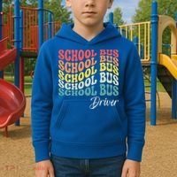 School Bus Driver Groovy Retro Funny Back To School Kids Hoodie thumb 2