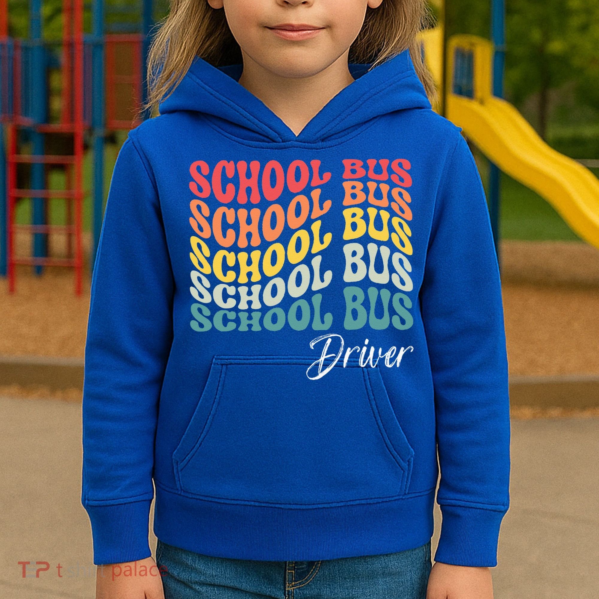 School Bus Driver Groovy Retro Funny Back To School Kids Hoodie
