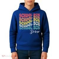 School Bus Driver Groovy Retro Funny Back To School Kids Hoodie thumb 4
