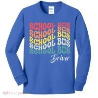 School Bus Driver Groovy Retro Funny Back To School Kids Long Sleeve Shirt thumb 0