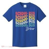 School Bus Driver Groovy Retro Funny Back To School Kids T-Shirt thumb 0