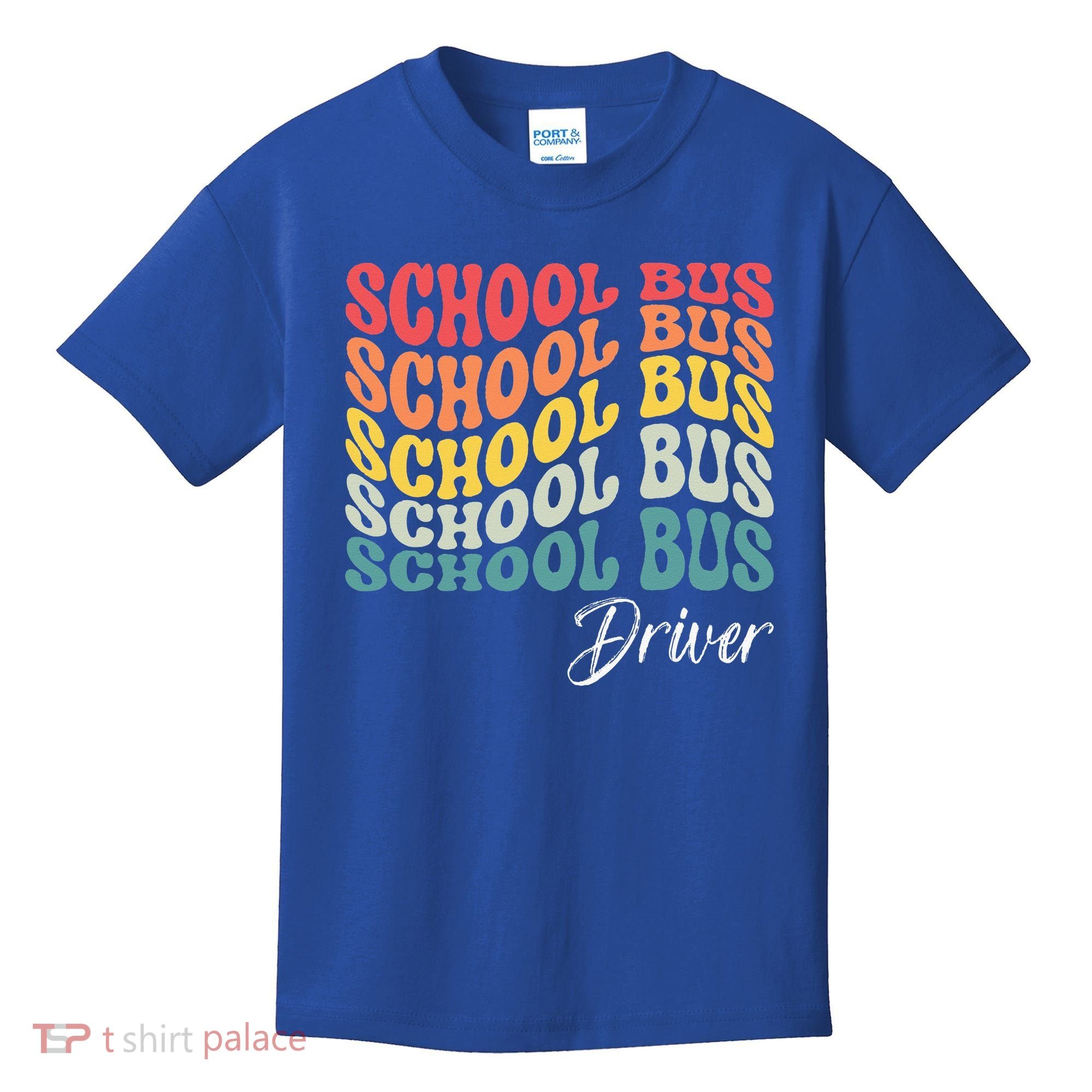 School Bus Driver Groovy Retro Funny Back To School Kids T-Shirt