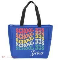 School Bus Driver Groovy Retro Funny Back To School Tote Bag thumb 0