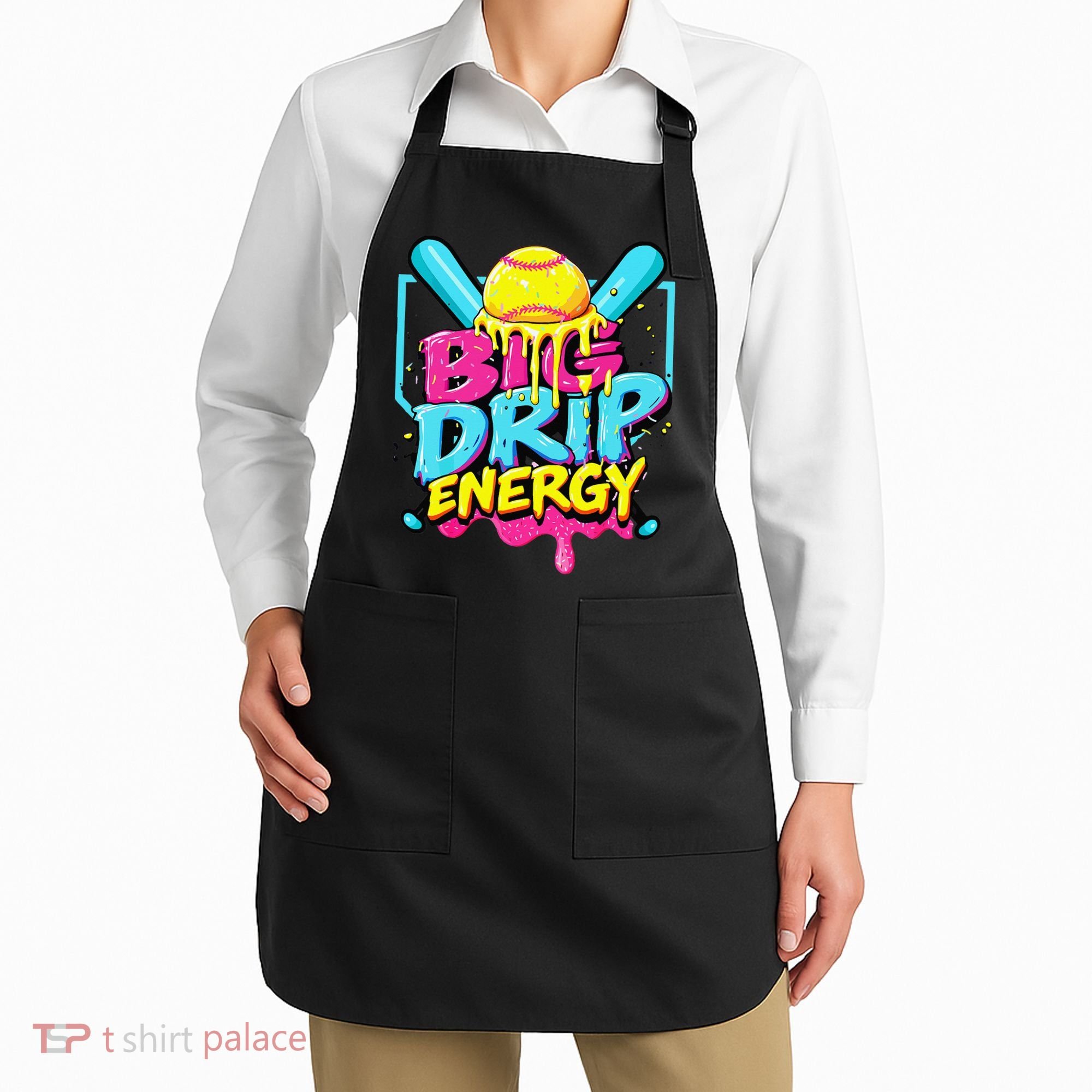 Softball Big Drip Energy Ice Cream Dripping Softball Apron
