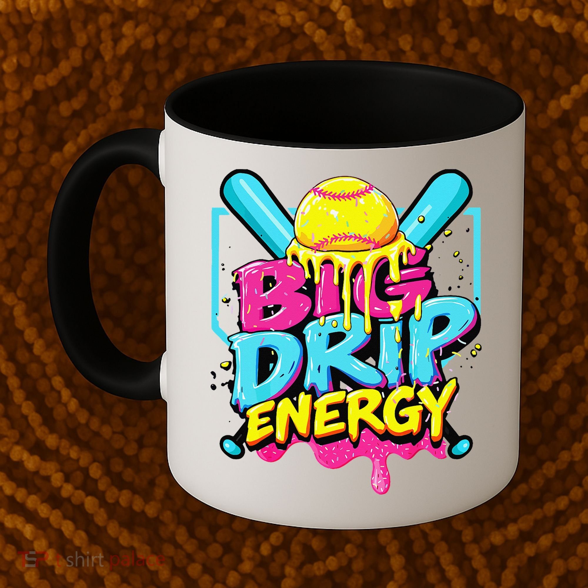 Softball Big Drip Energy Ice Cream Dripping Softball Coffee Mug
