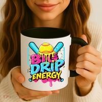 Softball Big Drip Energy Ice Cream Dripping Softball Coffee Mug thumb 3