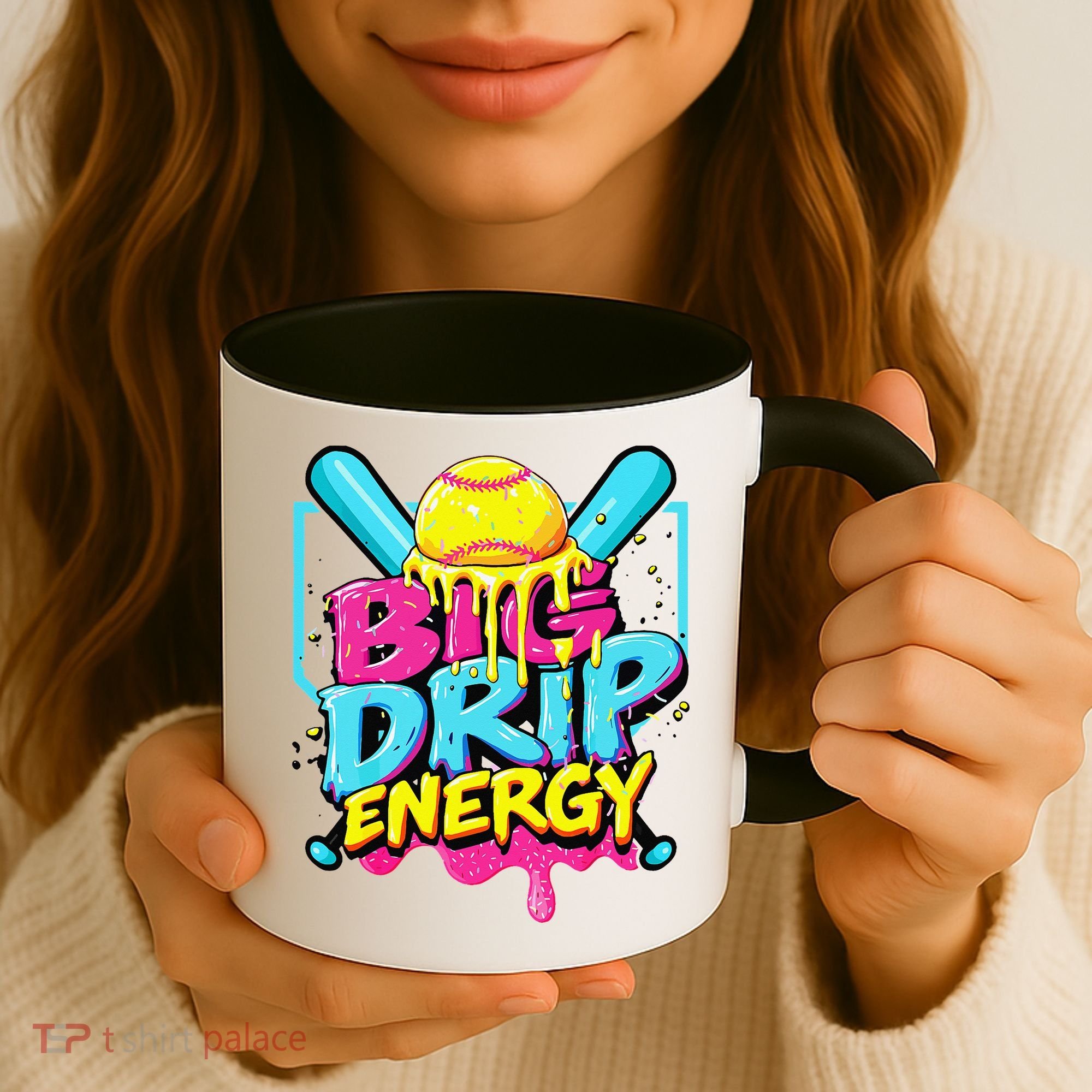 Softball Big Drip Energy Ice Cream Dripping Softball Coffee Mug