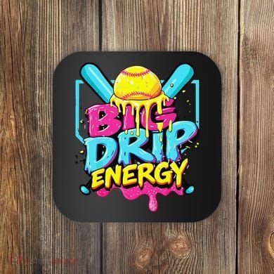 Softball Big Drip Energy Ice Cream Dripping Softball Coaster