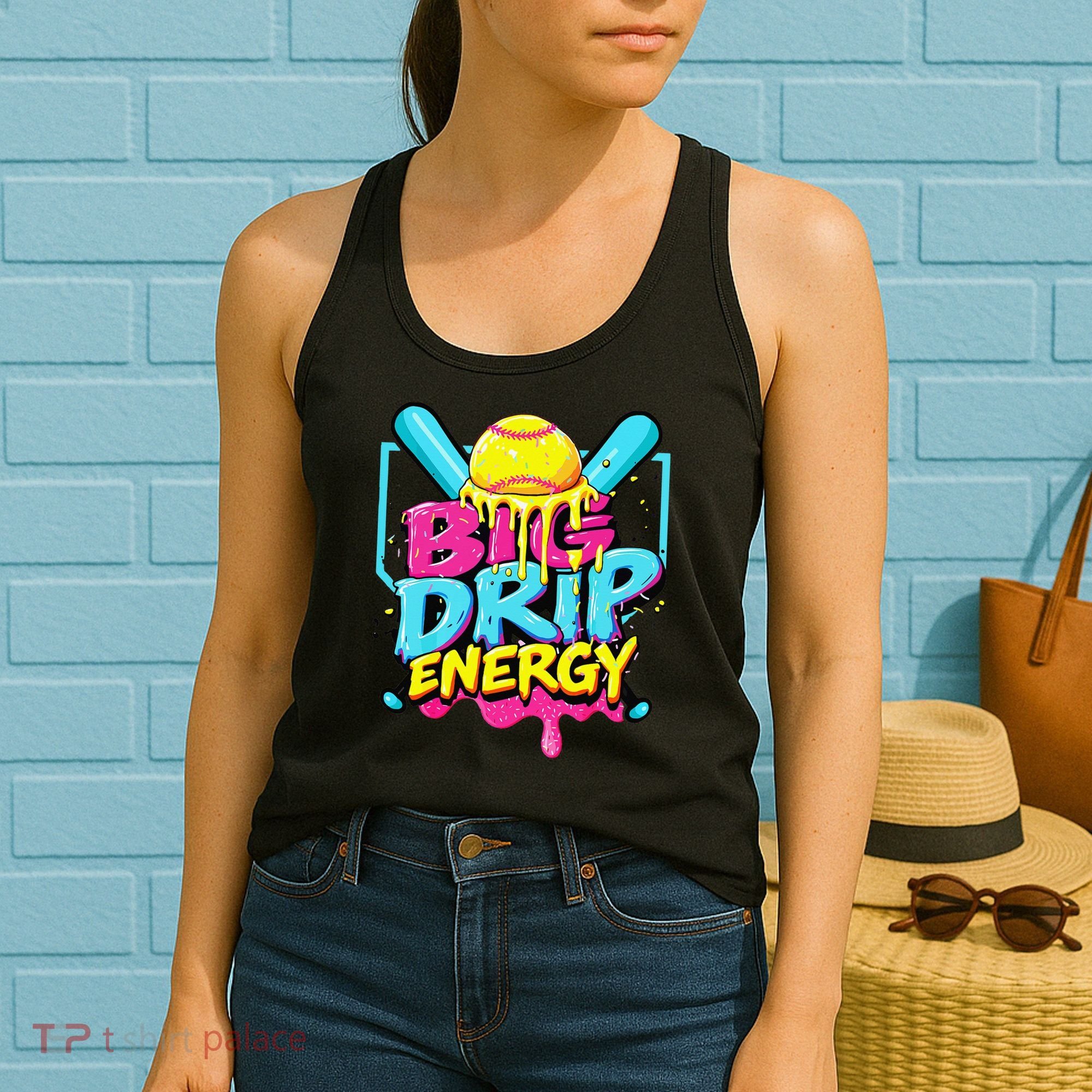 Softball Big Drip Energy Ice Cream Dripping Softball Women's Tank Top