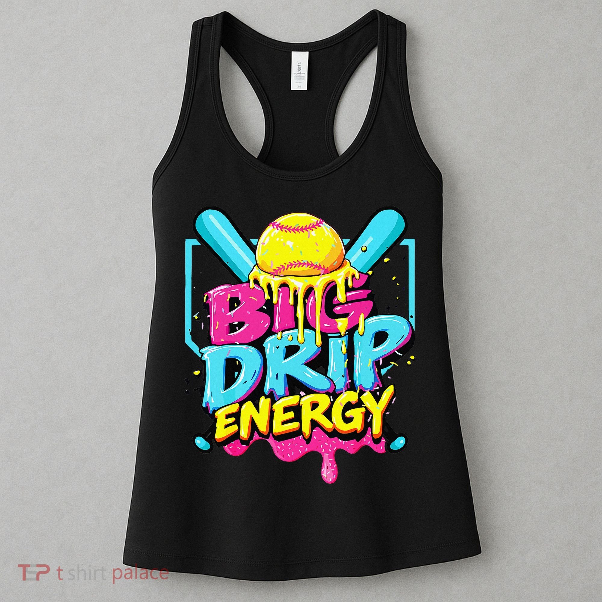 Softball Big Drip Energy Ice Cream Dripping Softball Women's Tank Top