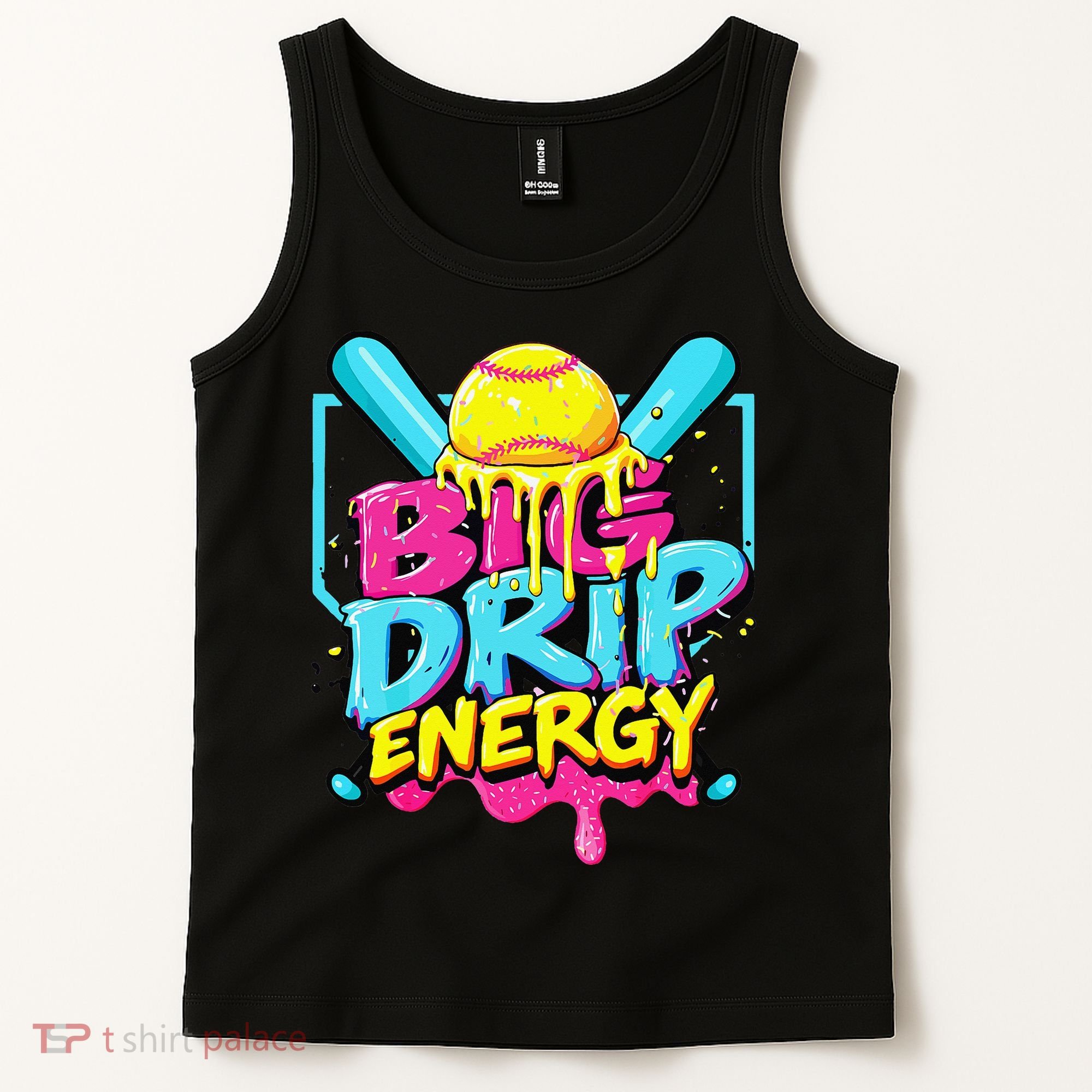 Softball Big Drip Energy Ice Cream Dripping Softball Tank Top