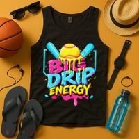 Softball Big Drip Energy Ice Cream Dripping Softball Tank Top thumb 4